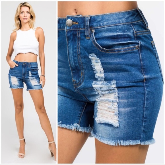 Infinity Raine Pants - Denim Distressed Jeans